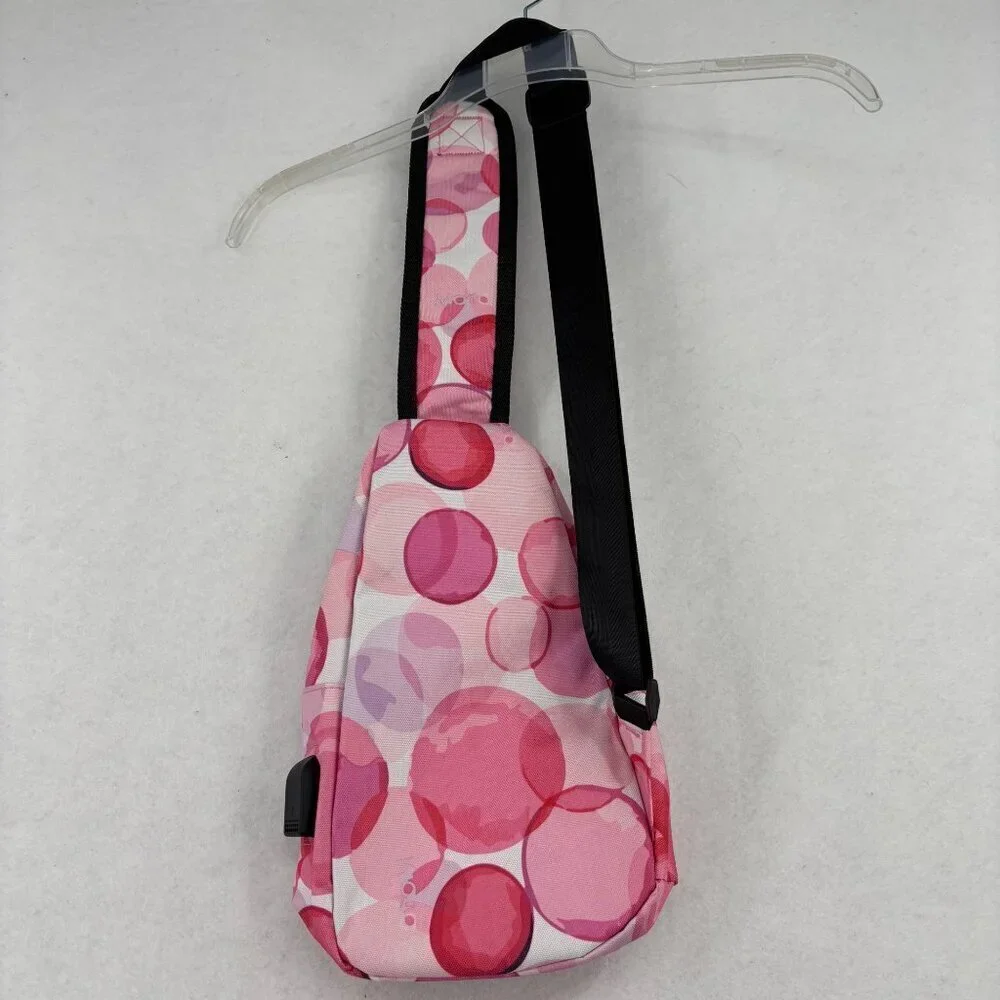 Nupouch Anti-Theft Daypack Sling Bag Pink White‎ Backpack USB Charger Handbag